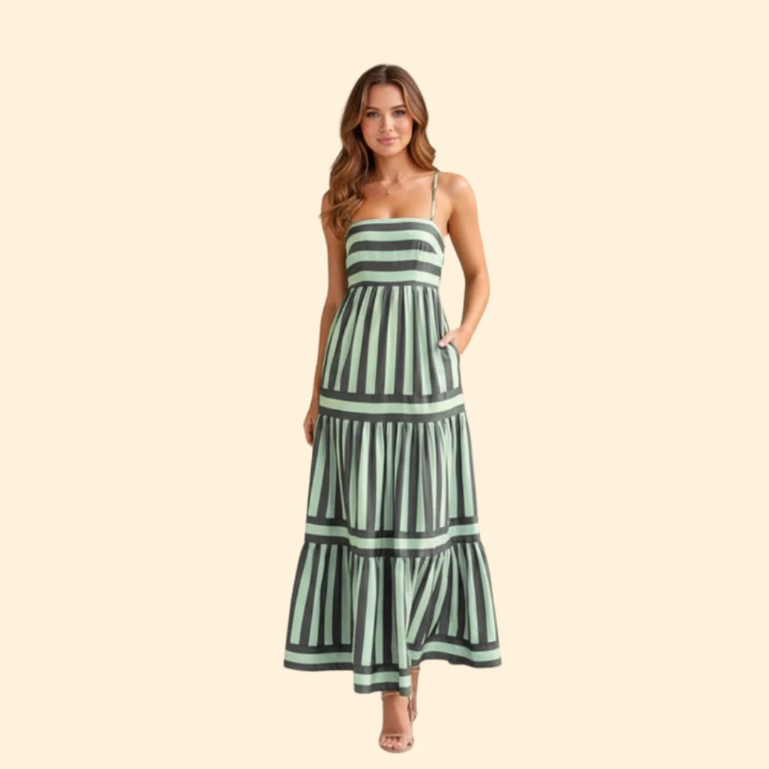 Women’s Summer Dress with Stripes and Tiered Skirt - Image 7