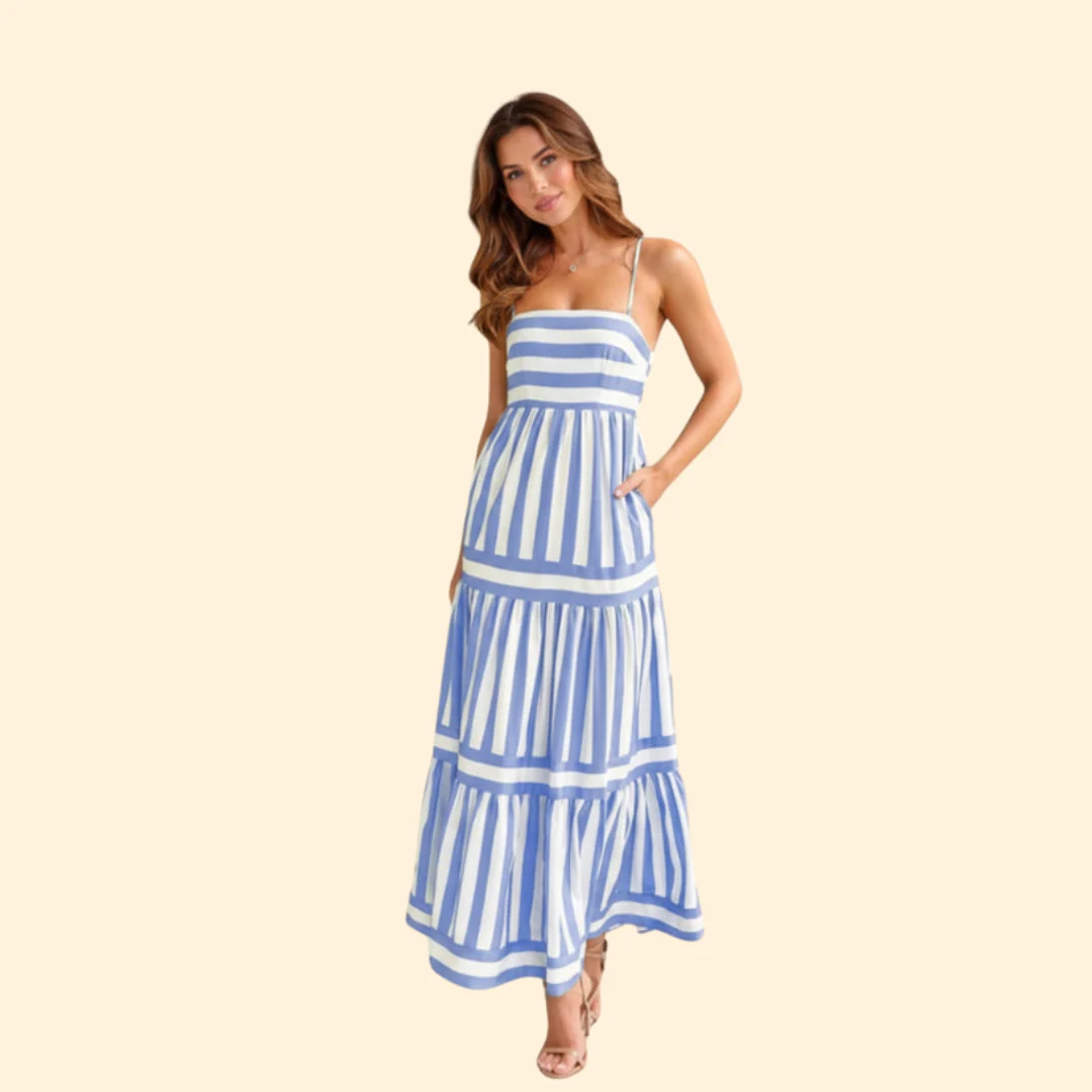 Women’s Summer Dress with Stripes and Tiered Skirt - Image 8