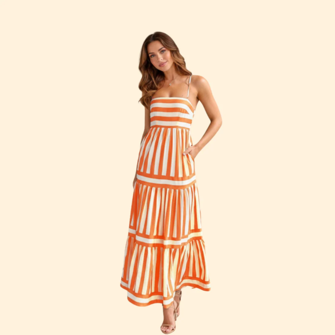 Women’s Summer Dress with Stripes and Tiered Skirt - Image 9