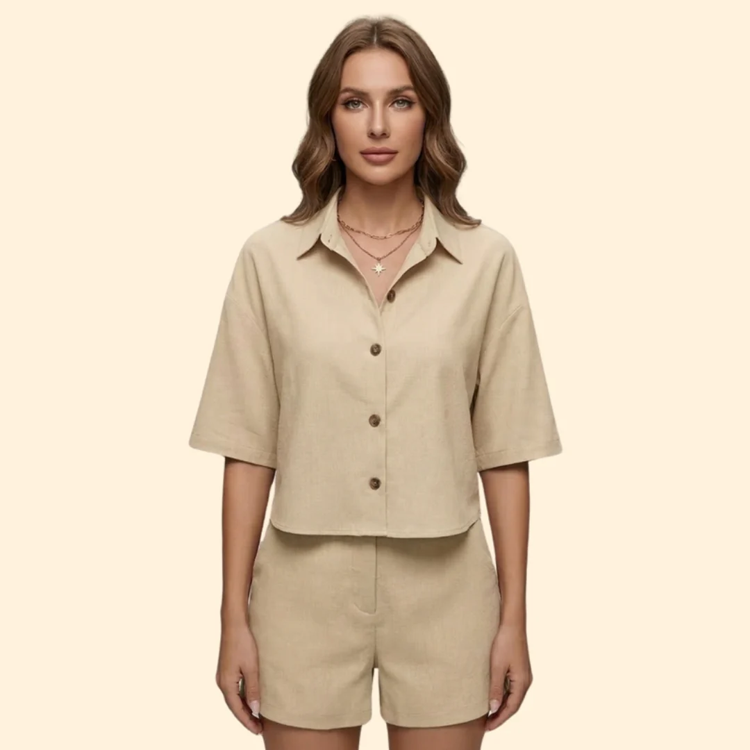 Women’s Summer Set with Button Shirt and Shorts - Image 8