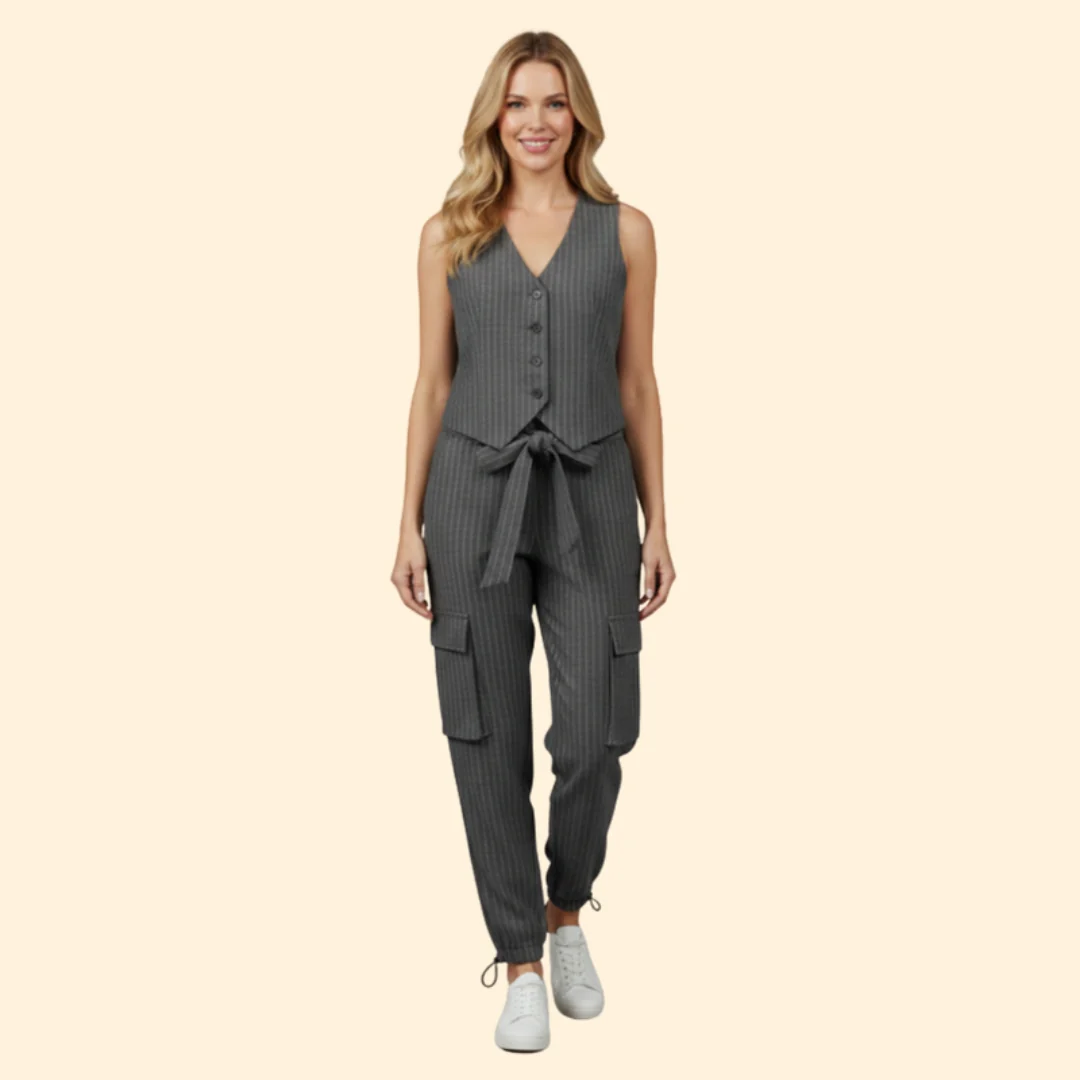 Women’s Summer Set with Striped Vest Top - Image 2