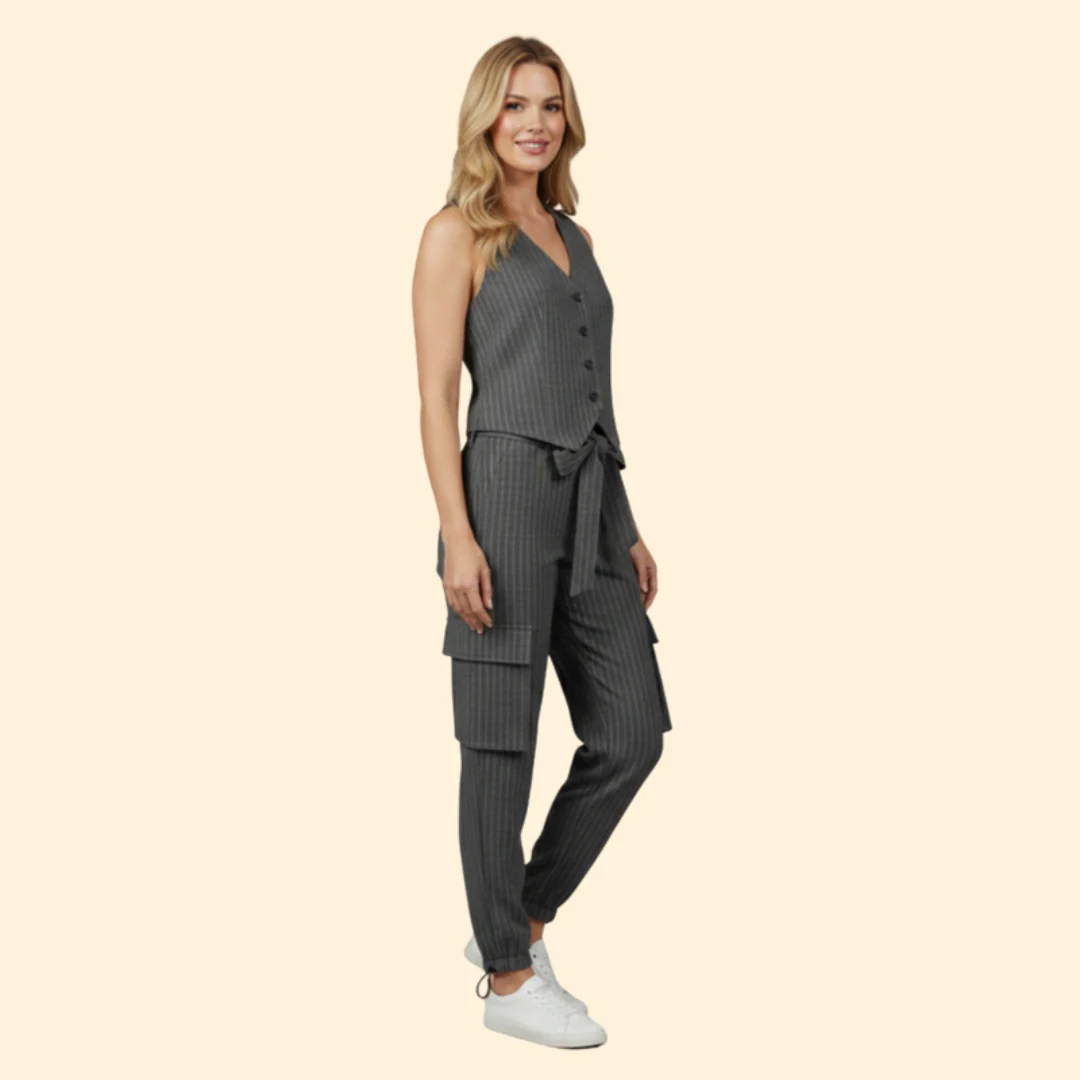 Women’s Summer Set with Striped Vest Top - Image 3