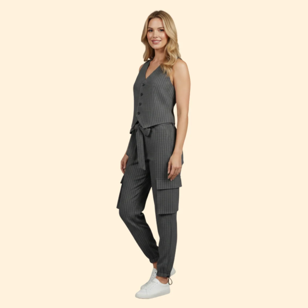 Women’s Summer Set with Striped Vest Top - Image 4