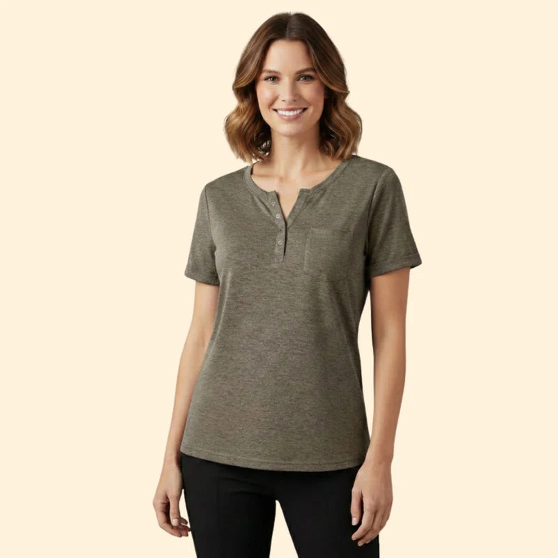 Women’s T-Shirt with Pocket and Button Detail - Image 10