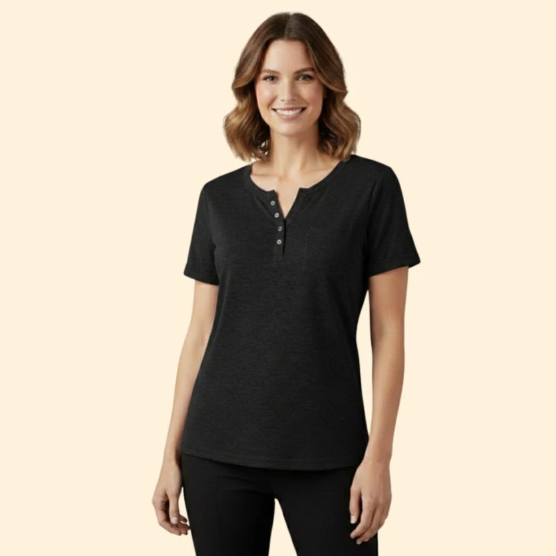 Women’s T-Shirt with Pocket and Button Detail - Image 11