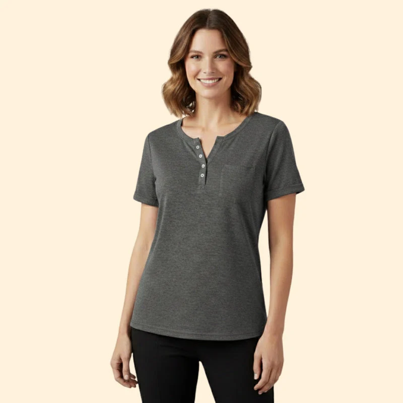 Women’s T-Shirt with Pocket and Button Detail - Image 6