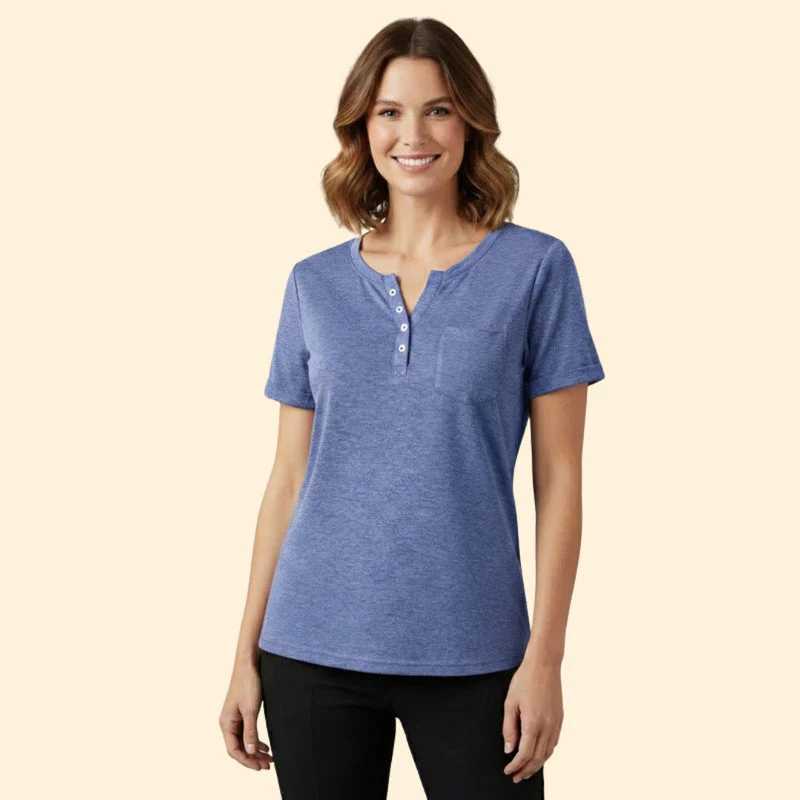 Women’s T-Shirt with Pocket and Button Detail - Image 7