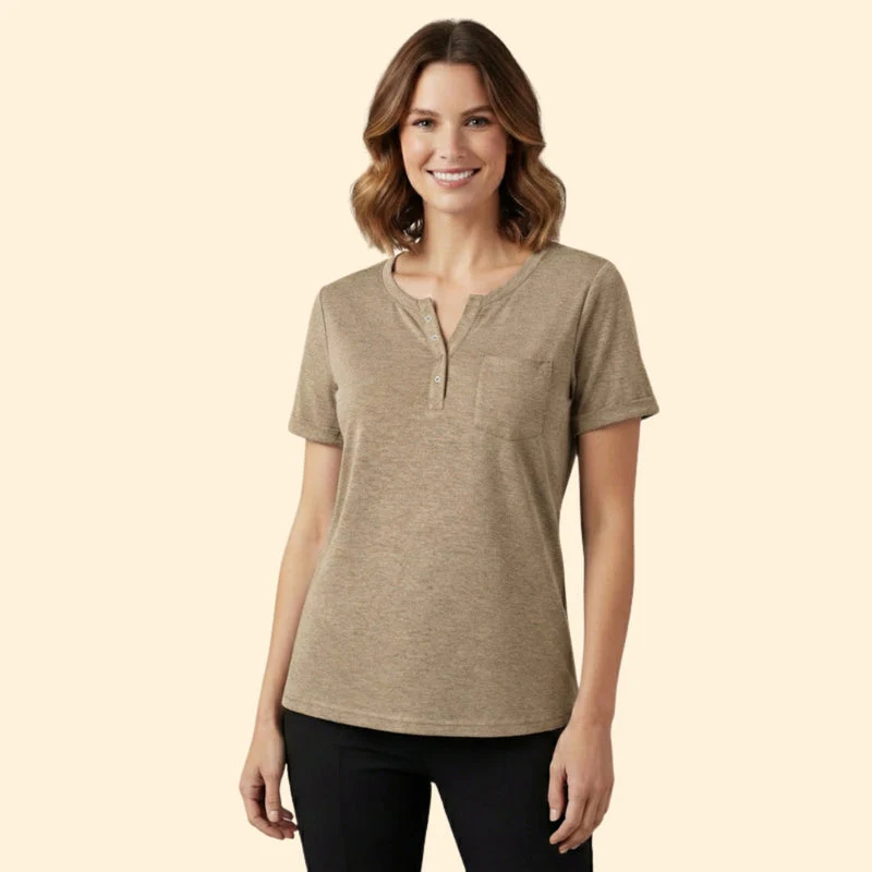 Women’s T-Shirt with Pocket and Button Detail - Image 8
