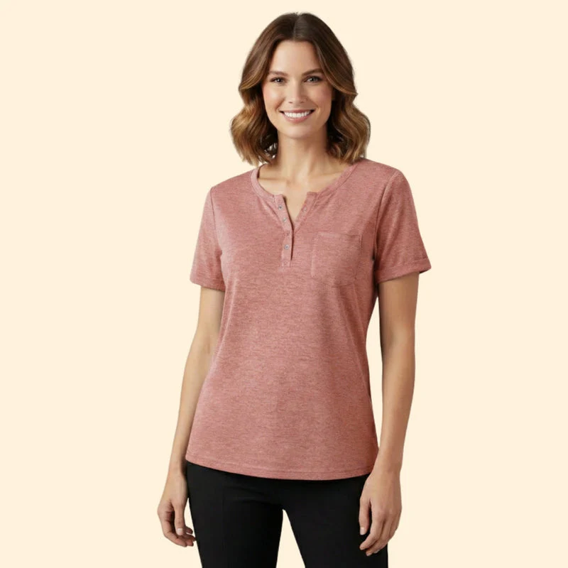 Women’s T-Shirt with Pocket and Button Detail - Image 9