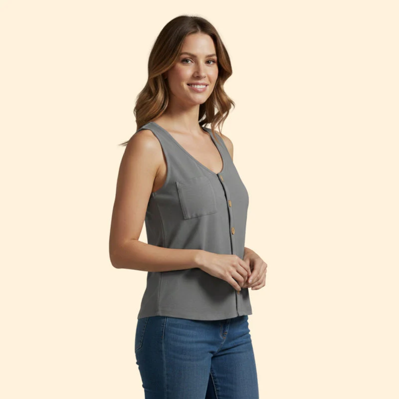 Women’s Tank Top with V-Neck and Buttons - Image 4