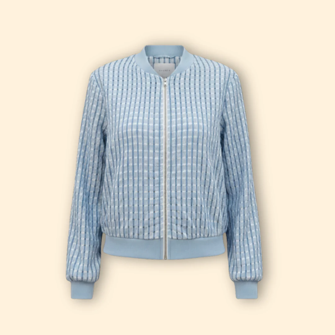Women’s Textured Bomber Jacket with Ribbed Trim