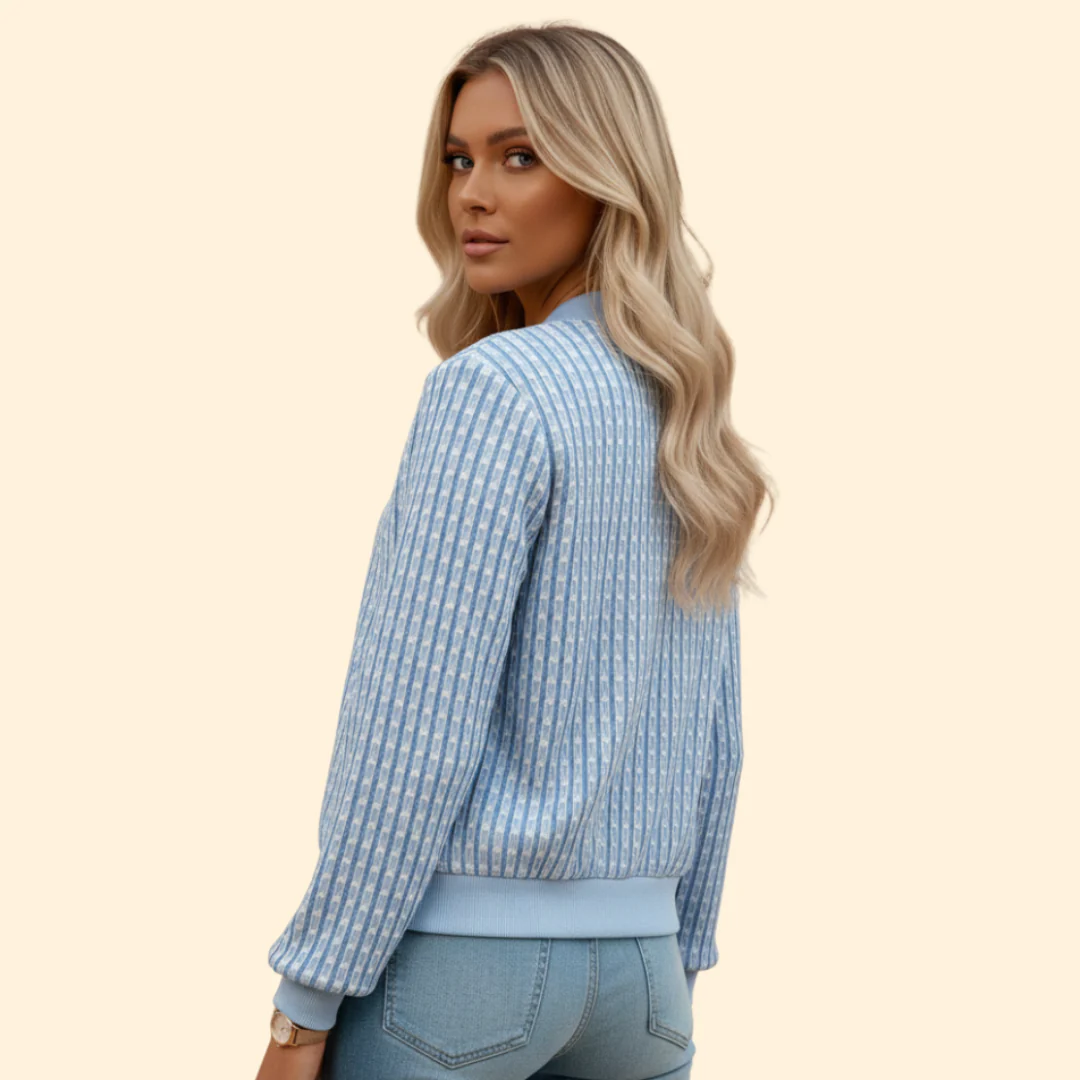 Women’s Textured Bomber Jacket with Ribbed Trim - Image 4
