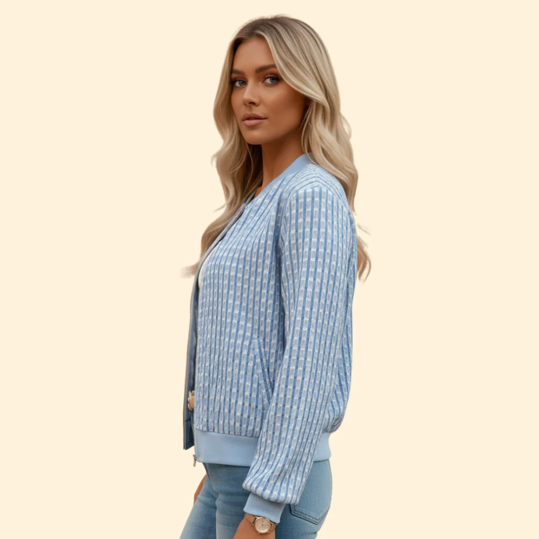 Women’s Textured Bomber Jacket with Ribbed Trim - Image 5