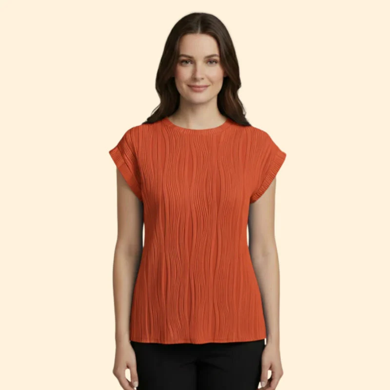 Women’s Textured T-Shirt with Rolled Sleeves - Image 10