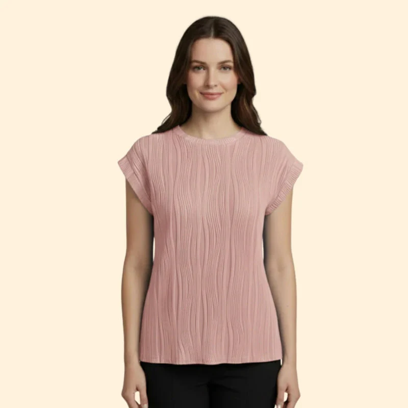 Women’s Textured T-Shirt with Rolled Sleeves - Image 13