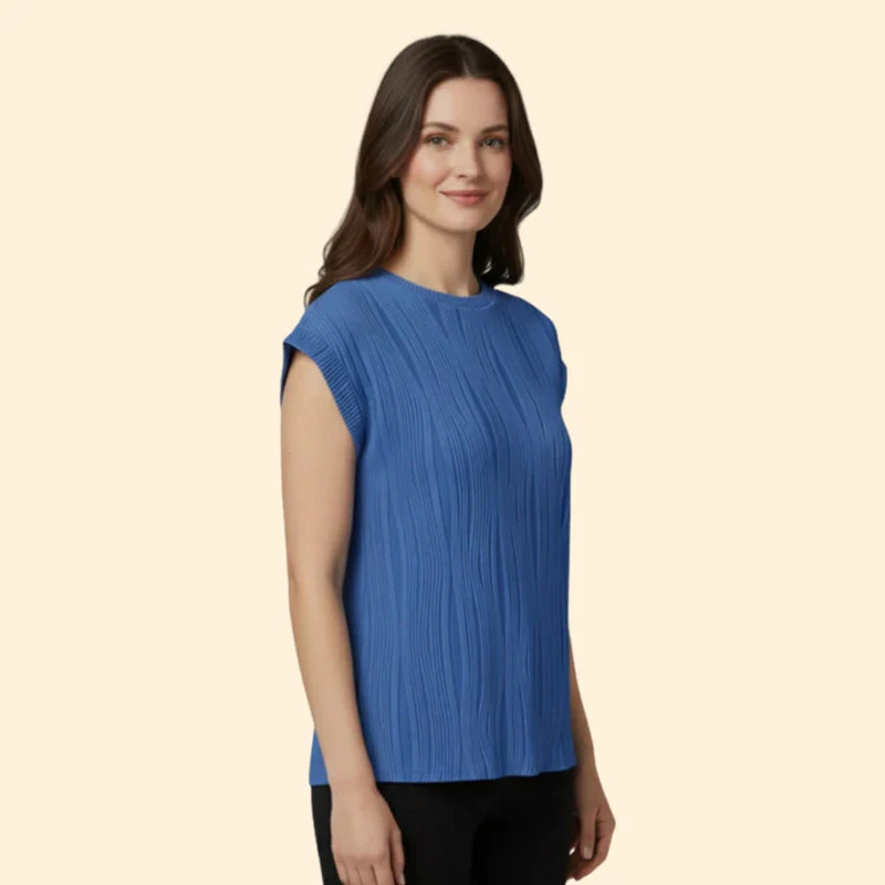 Women’s Textured T-Shirt with Rolled Sleeves - Image 4