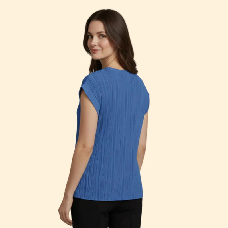 Women’s Textured T-Shirt with Rolled Sleeves - Image 5