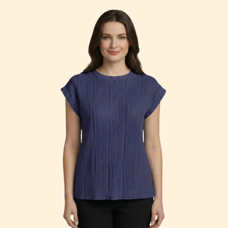 Women’s Textured T-Shirt with Rolled Sleeves - Image 6