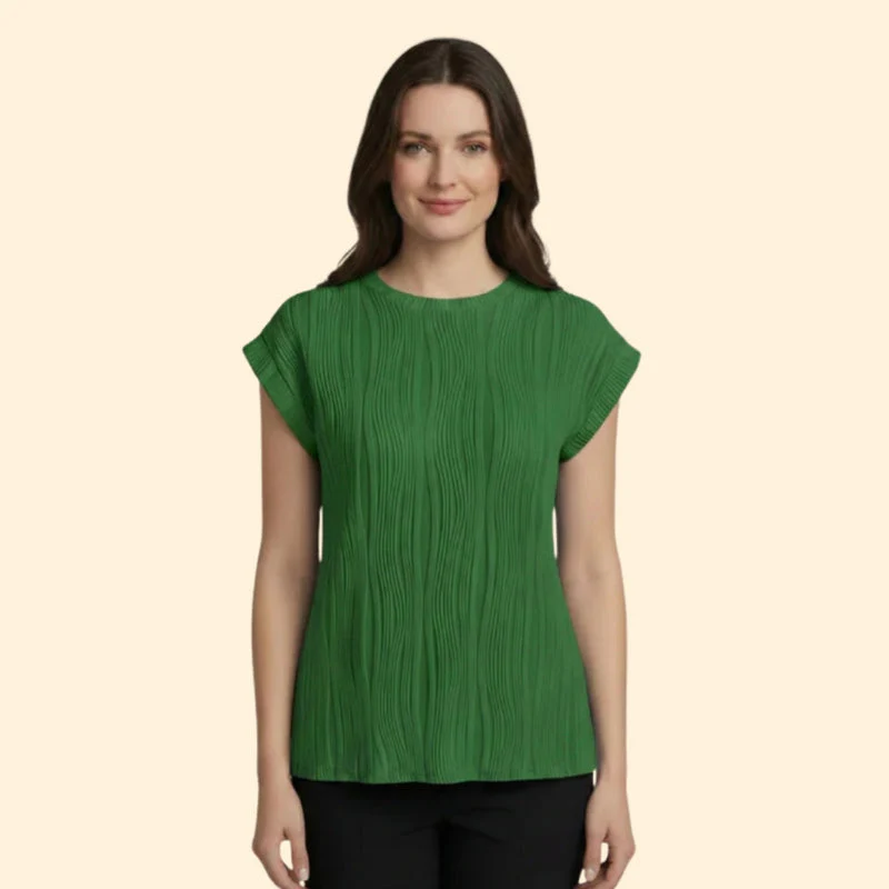 Women’s Textured T-Shirt with Rolled Sleeves - Image 7