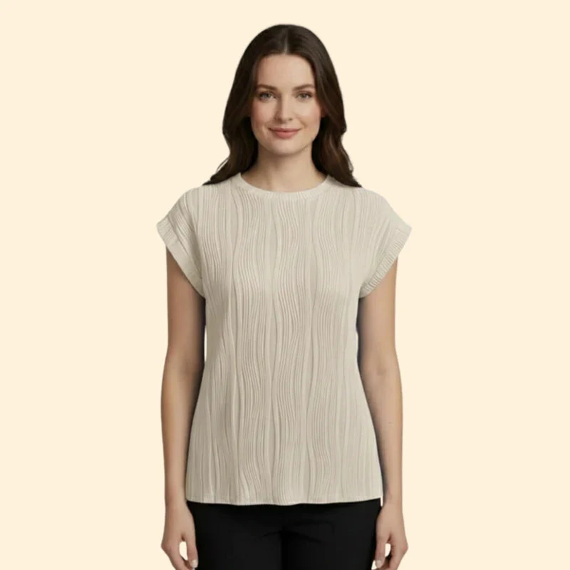 Women’s Textured T-Shirt with Rolled Sleeves - Image 8