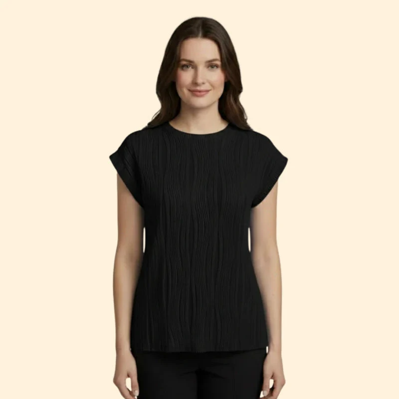 Women’s Textured T-Shirt with Rolled Sleeves - Image 9