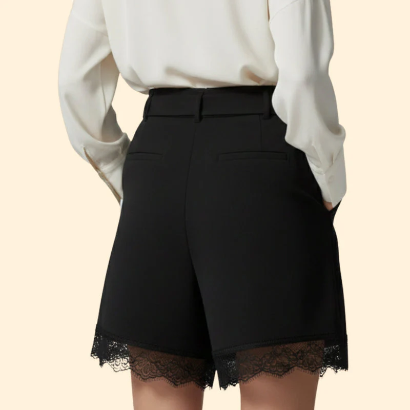 Women’s Tie-Waist Shorts with Lace Trim - Image 6