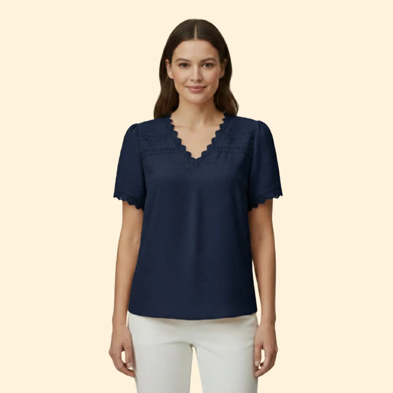 Women’s Top with Lace Trim and Short Sleeves - Image 5