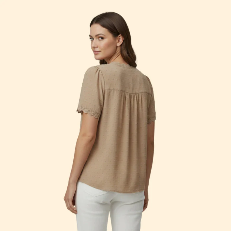Women’s Top with Lace Trim and Short Sleeves - Image 7