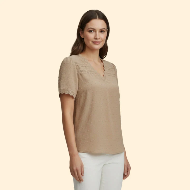 Women’s Top with Lace Trim and Short Sleeves - Image 8