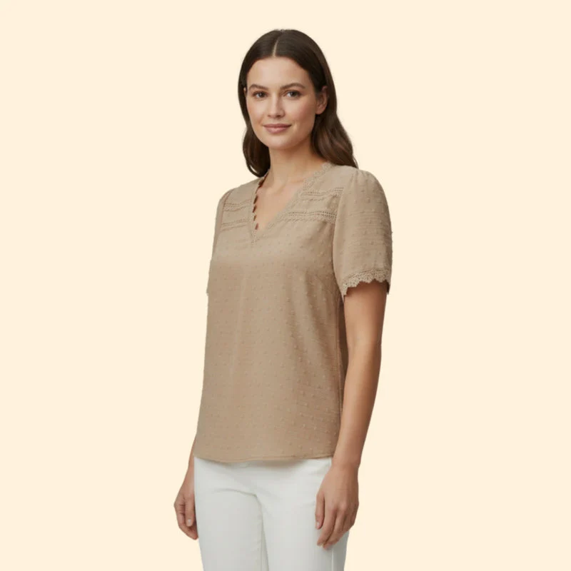Women’s Top with Lace Trim and Short Sleeves - Image 9