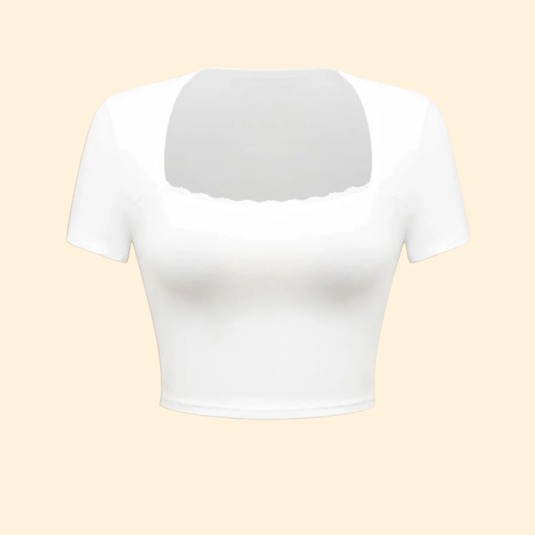 Women’s Top with Lace Trim and Square Neck