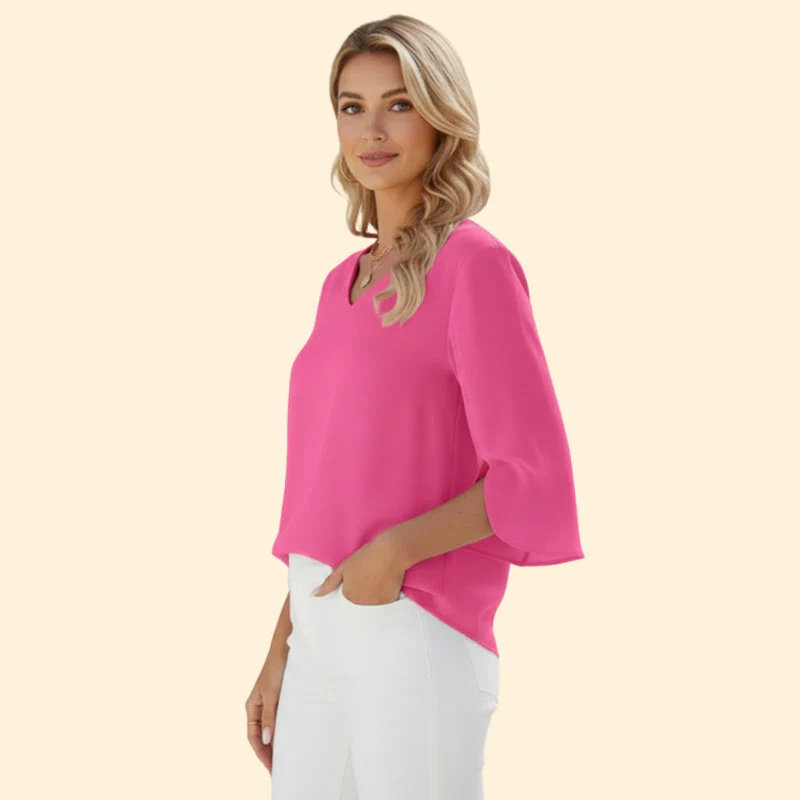 Women’s Top with V-Neck and Flowing Sleeves - Image 3