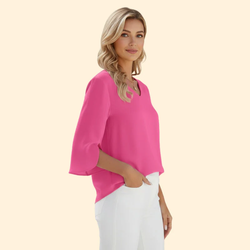 Women’s Top with V-Neck and Flowing Sleeves - Image 4