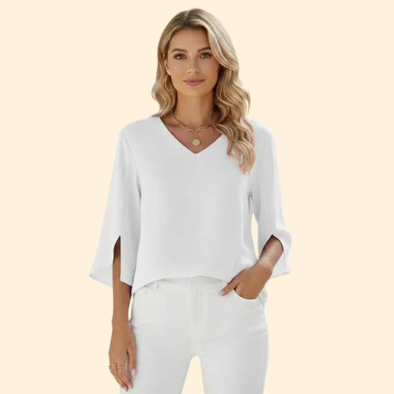Women’s Top with V-Neck and Flowing Sleeves - Image 7