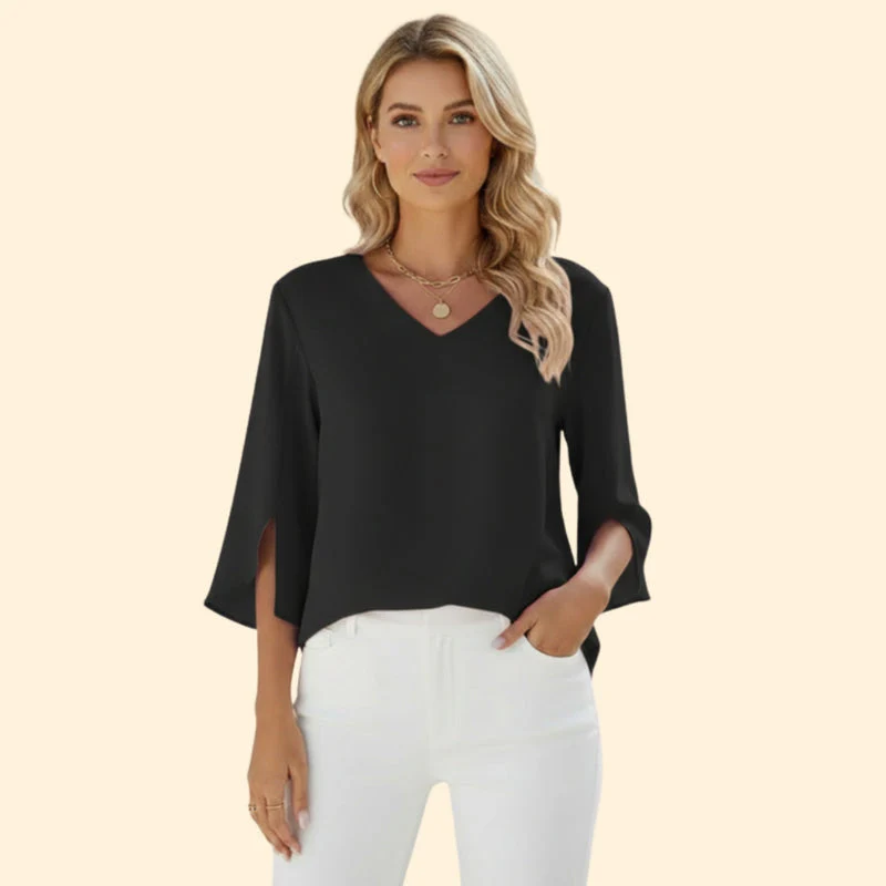 Women’s Top with V-Neck and Flowing Sleeves - Image 8