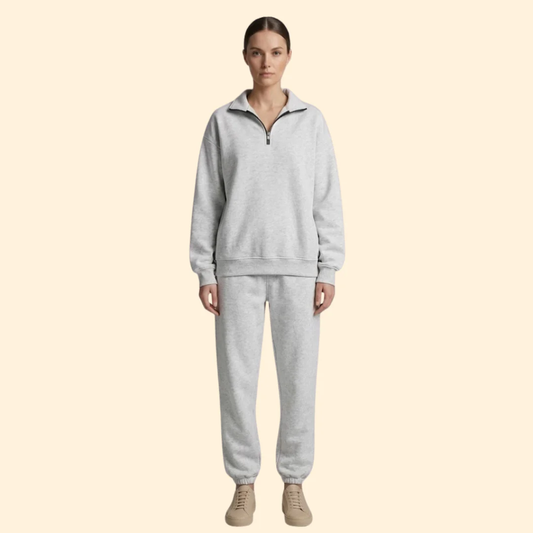 Women’s Tracksuit Set with Half-Zip Sweatshirt - Image 3