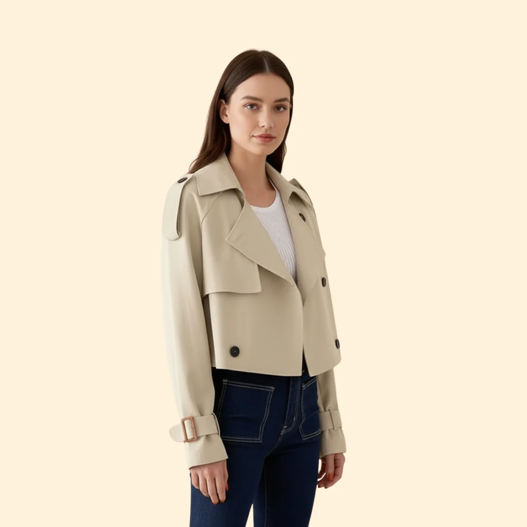 Women’s Trench Coat with Cropped Belted Design - Image 5