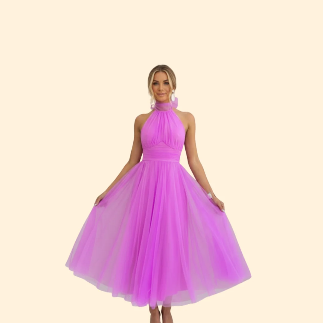 Women’s Tulle Dress with Halter Neckline - Image 10