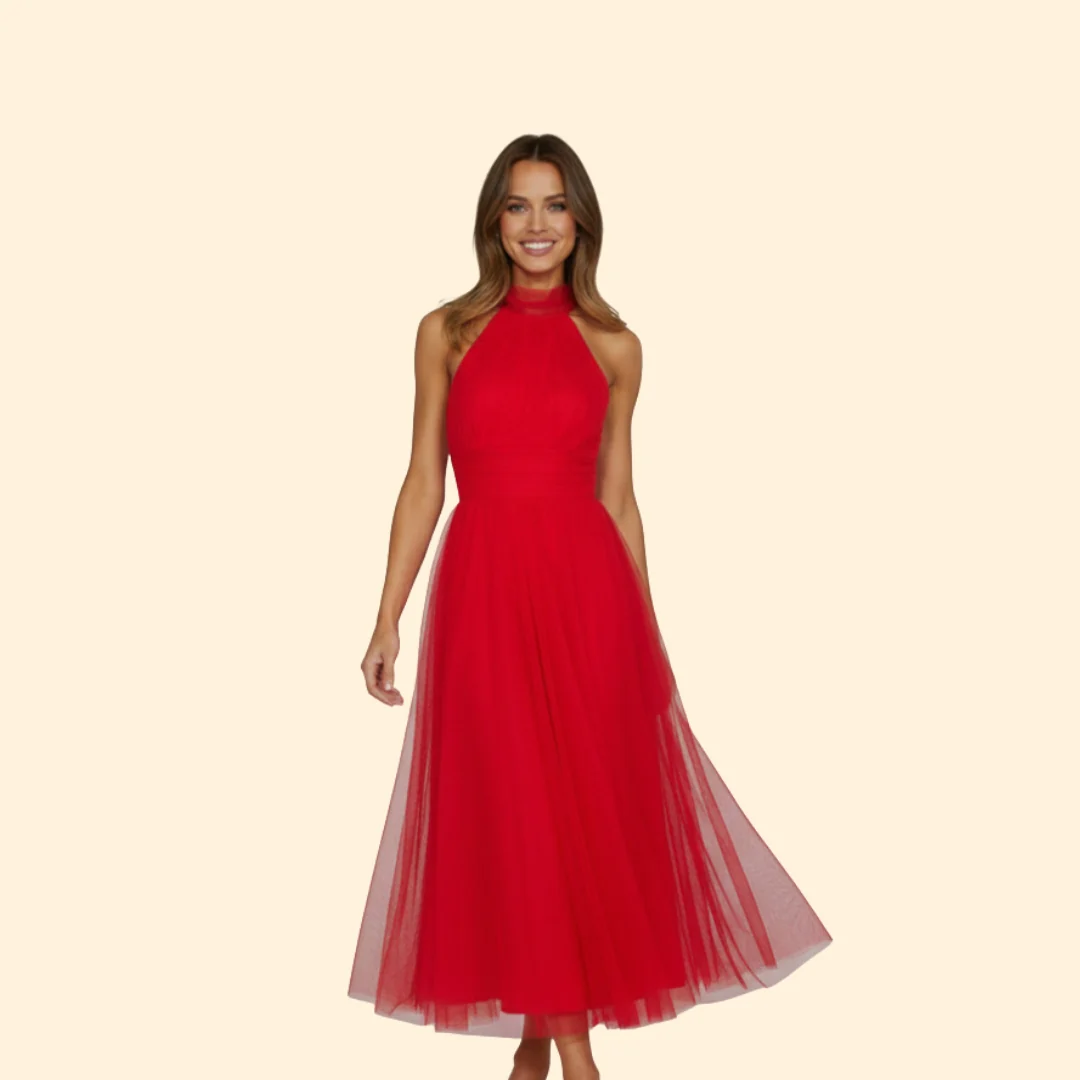Women’s Tulle Dress with Halter Neckline - Image 11