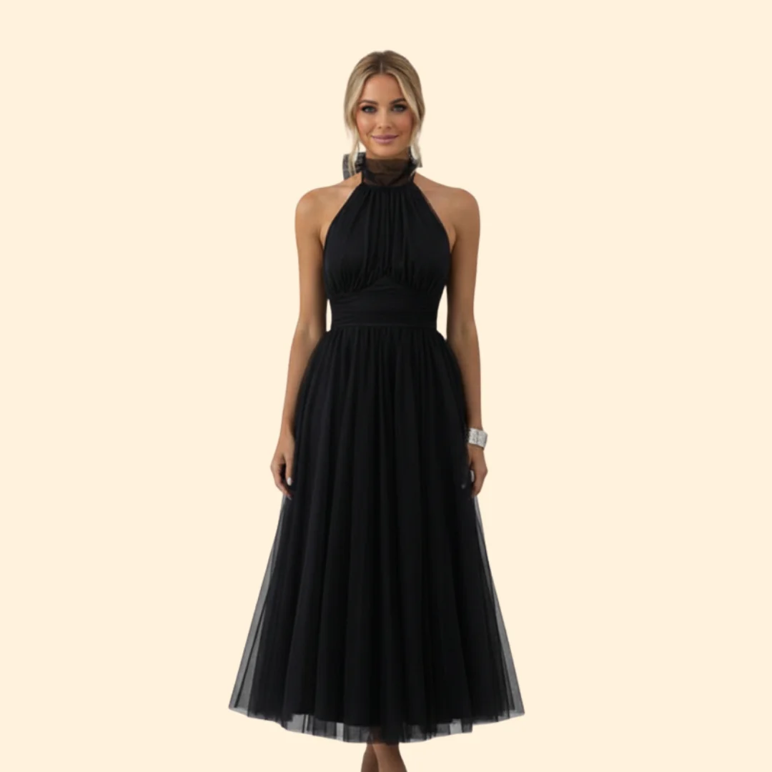 Women’s Tulle Dress with Halter Neckline - Image 2