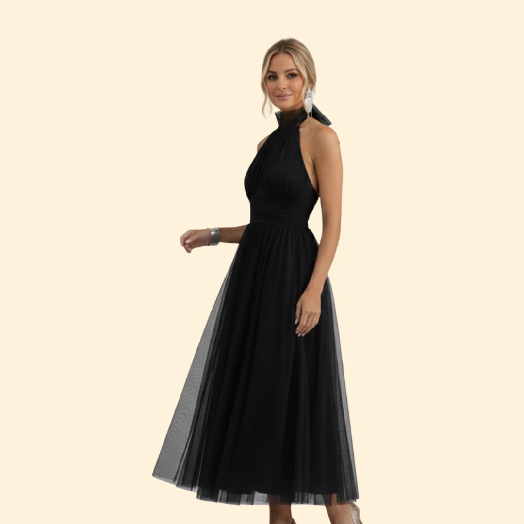 Women’s Tulle Dress with Halter Neckline - Image 3