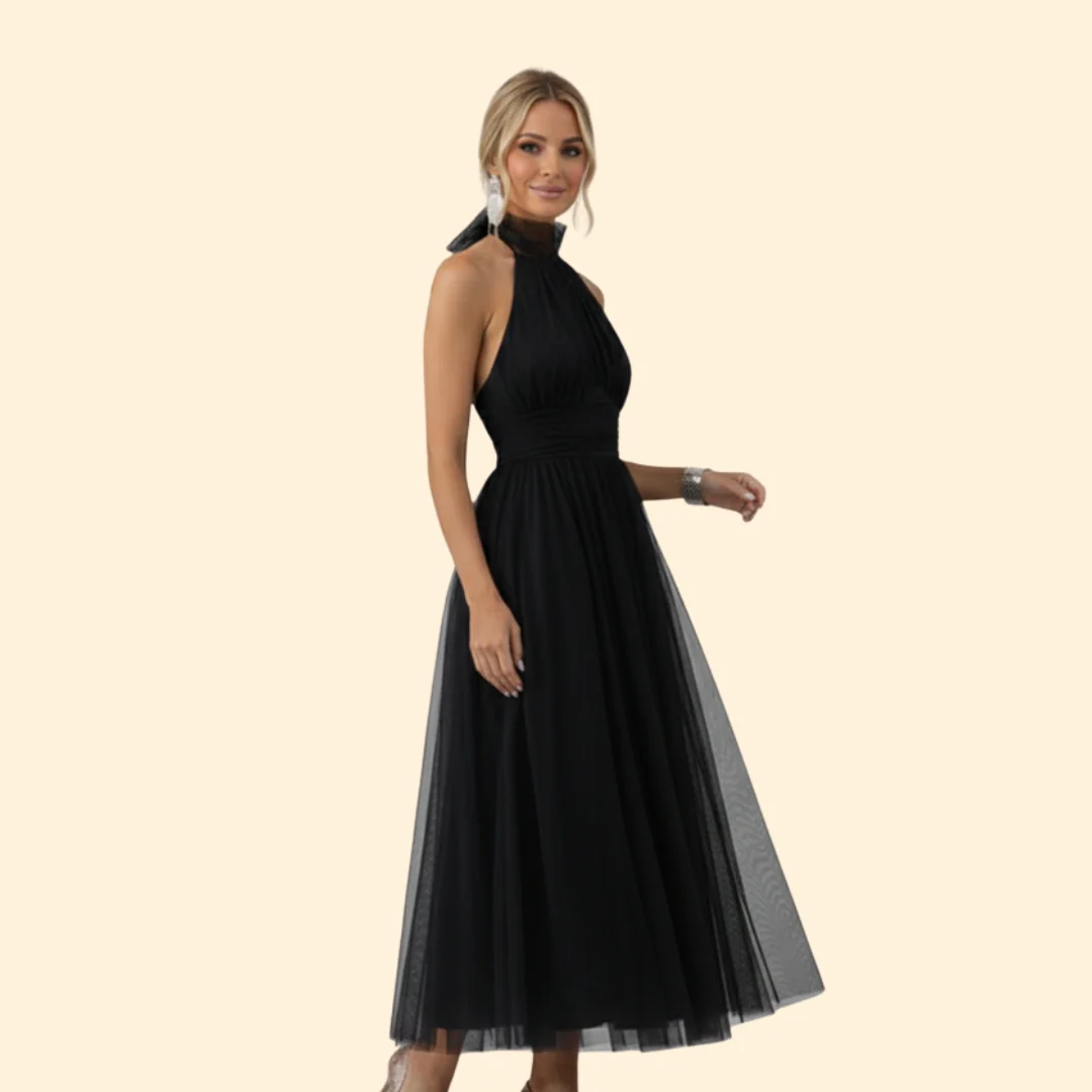 Women’s Tulle Dress with Halter Neckline - Image 4