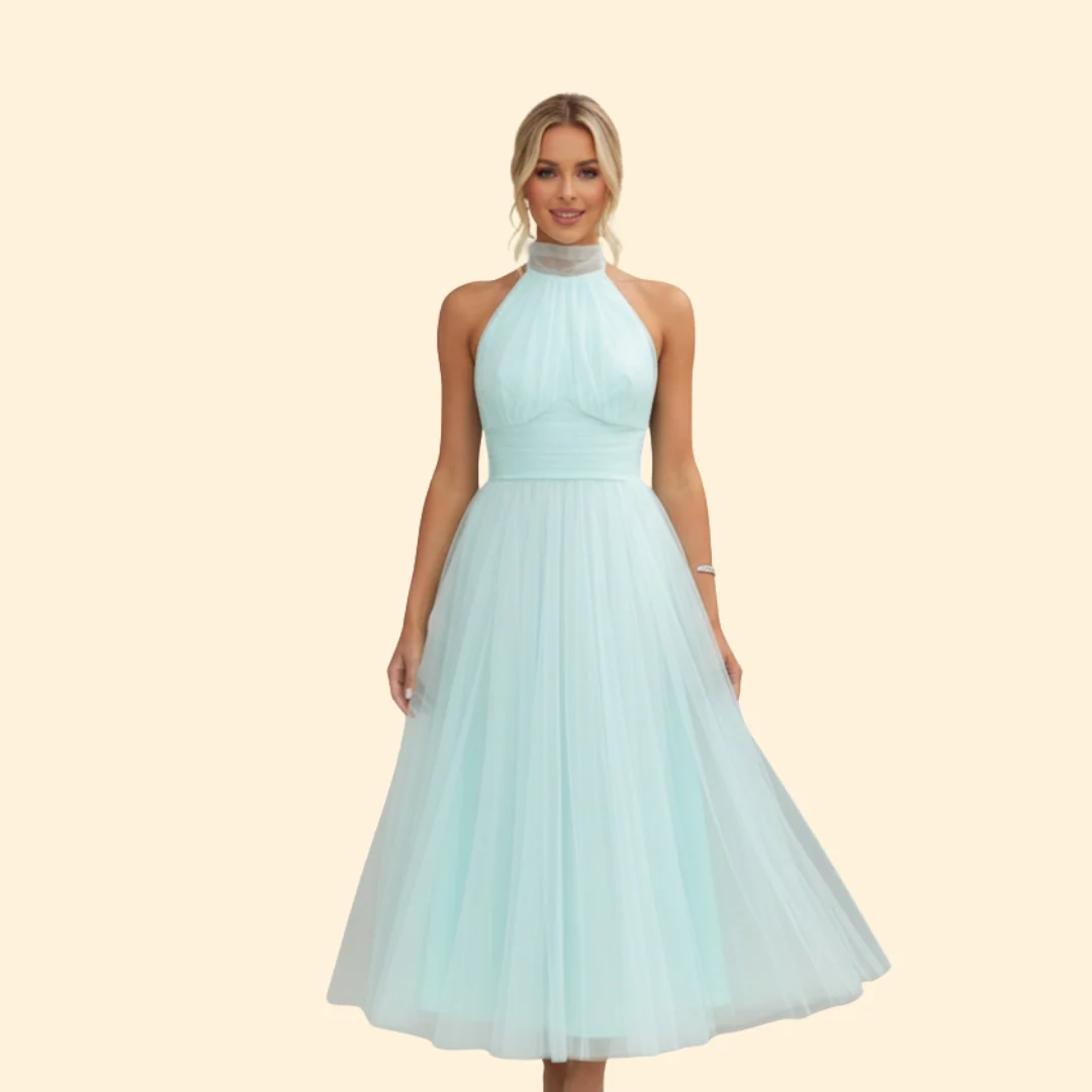 Women’s Tulle Dress with Halter Neckline - Image 7