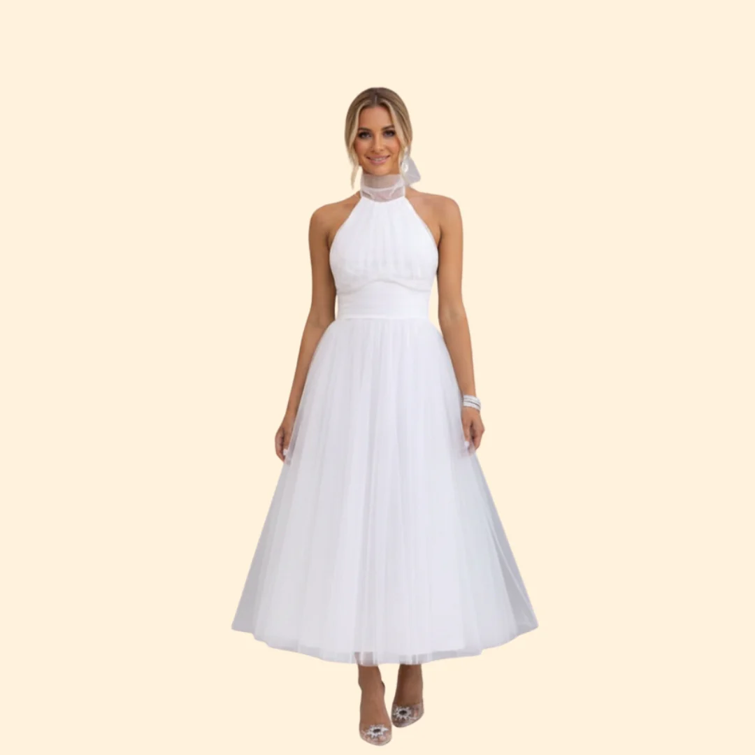 Women’s Tulle Dress with Halter Neckline - Image 8