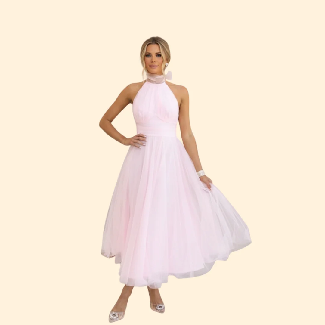 Women’s Tulle Dress with Halter Neckline - Image 9