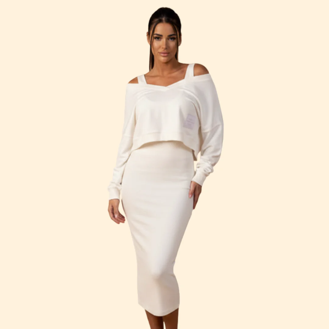 Women's Two-Piece Dress Set with Loose Top and Bodycon Skirt - Image 10
