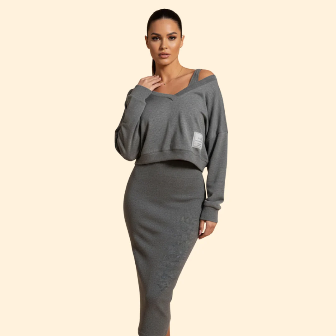 Women's Two-Piece Dress Set with Loose Top and Bodycon Skirt - Image 12