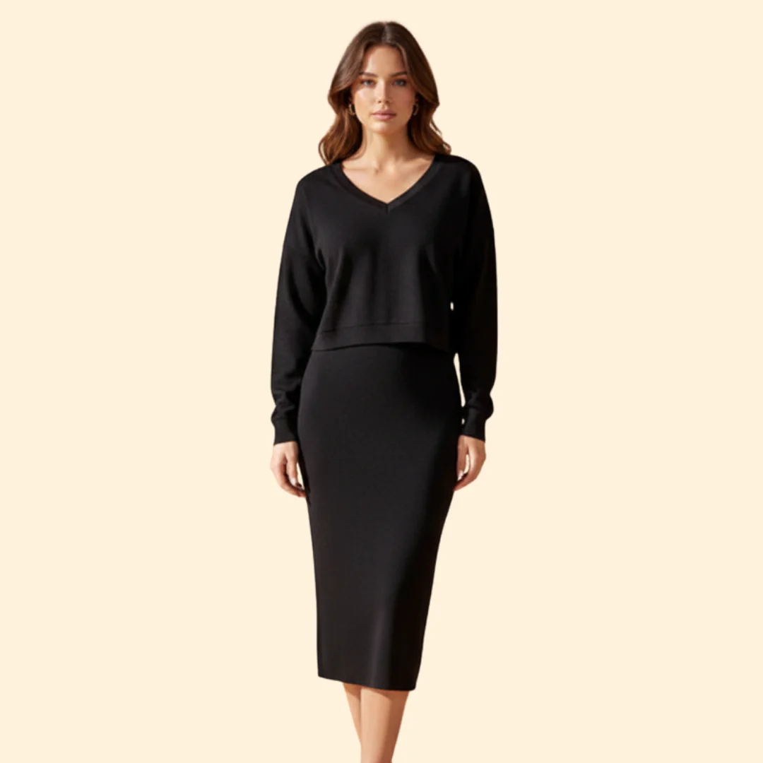 Women's Two-Piece Dress Set with Loose Top and Bodycon Skirt - Image 13