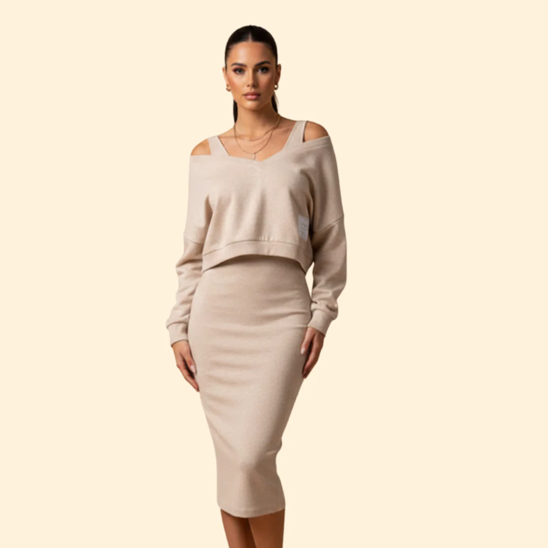 Women's Two-Piece Dress Set with Loose Top and Bodycon Skirt - Image 14