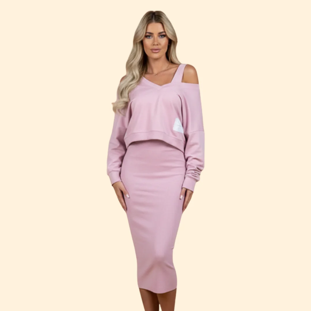 Women's Two-Piece Dress Set with Loose Top and Bodycon Skirt - Image 16